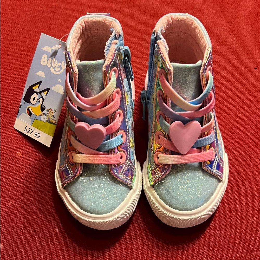 Sparkly Blue and Pink Kids Sneakers - Picture 4 of 6